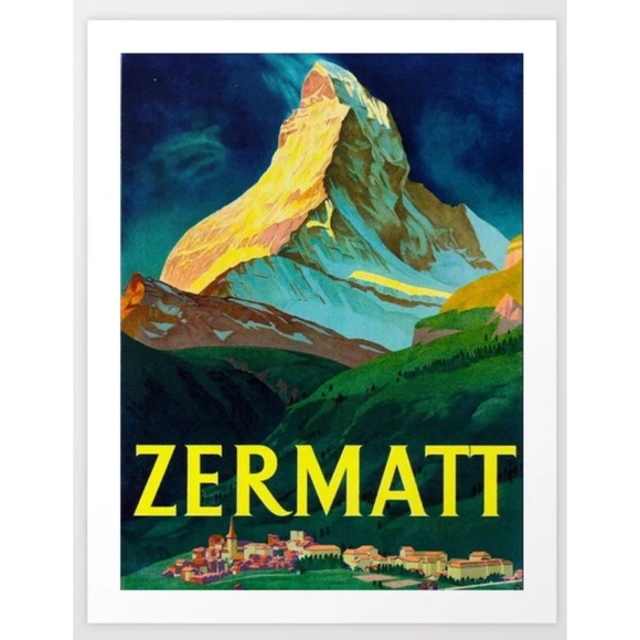 Vintage Style Zermatt Poster Print NIB - Picture 2 of 3
